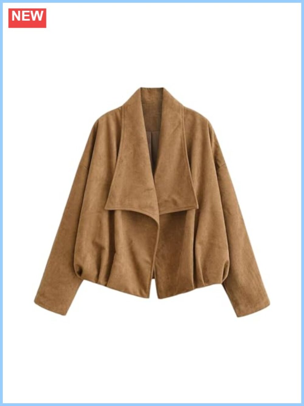 Faux Suede Wrap Jacket Loose Open Front Casual Coat